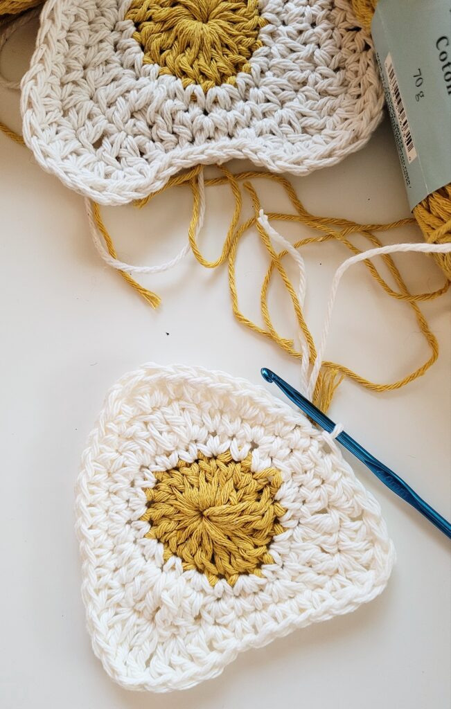 fried egg crochet coaster