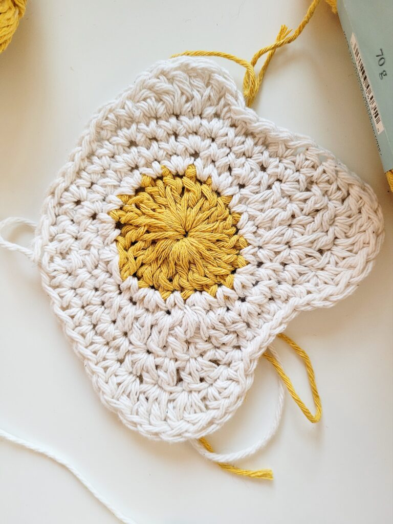 fried egg crochet coaster