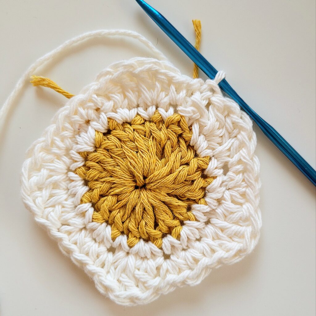 fried egg crochet coaster