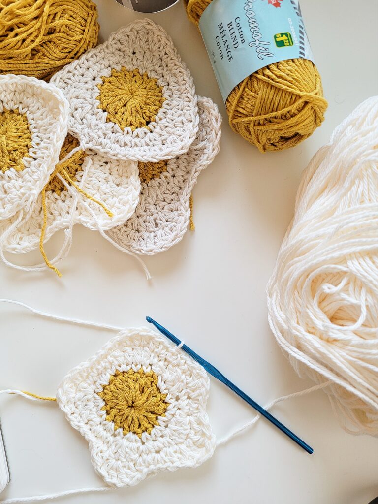 fried egg crochet coaster