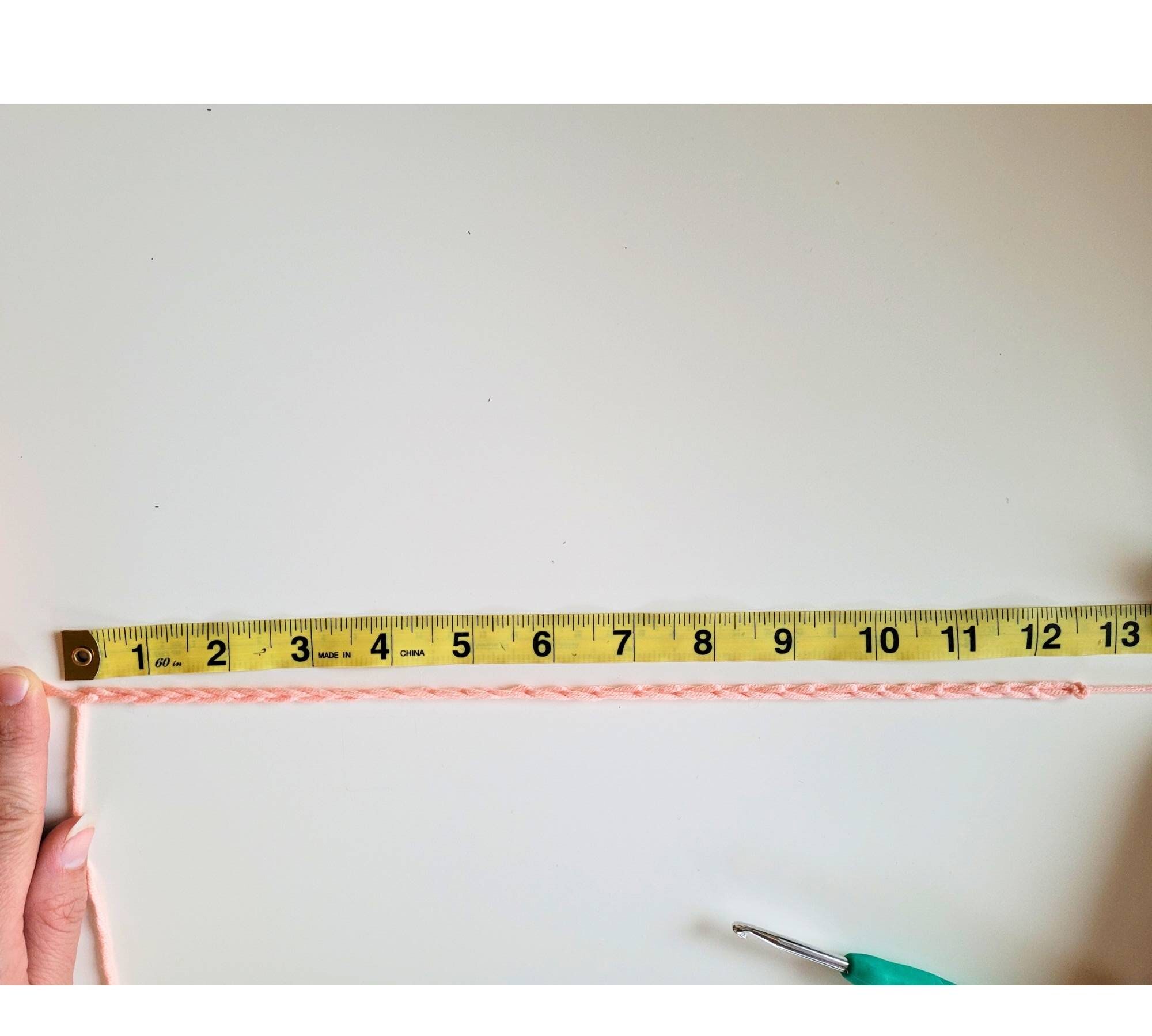 measuring crochet chain